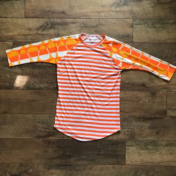 LuLaRoe Candy Corn Halloween Striped Randy Top XS 2/4 - Picture 1 of 4